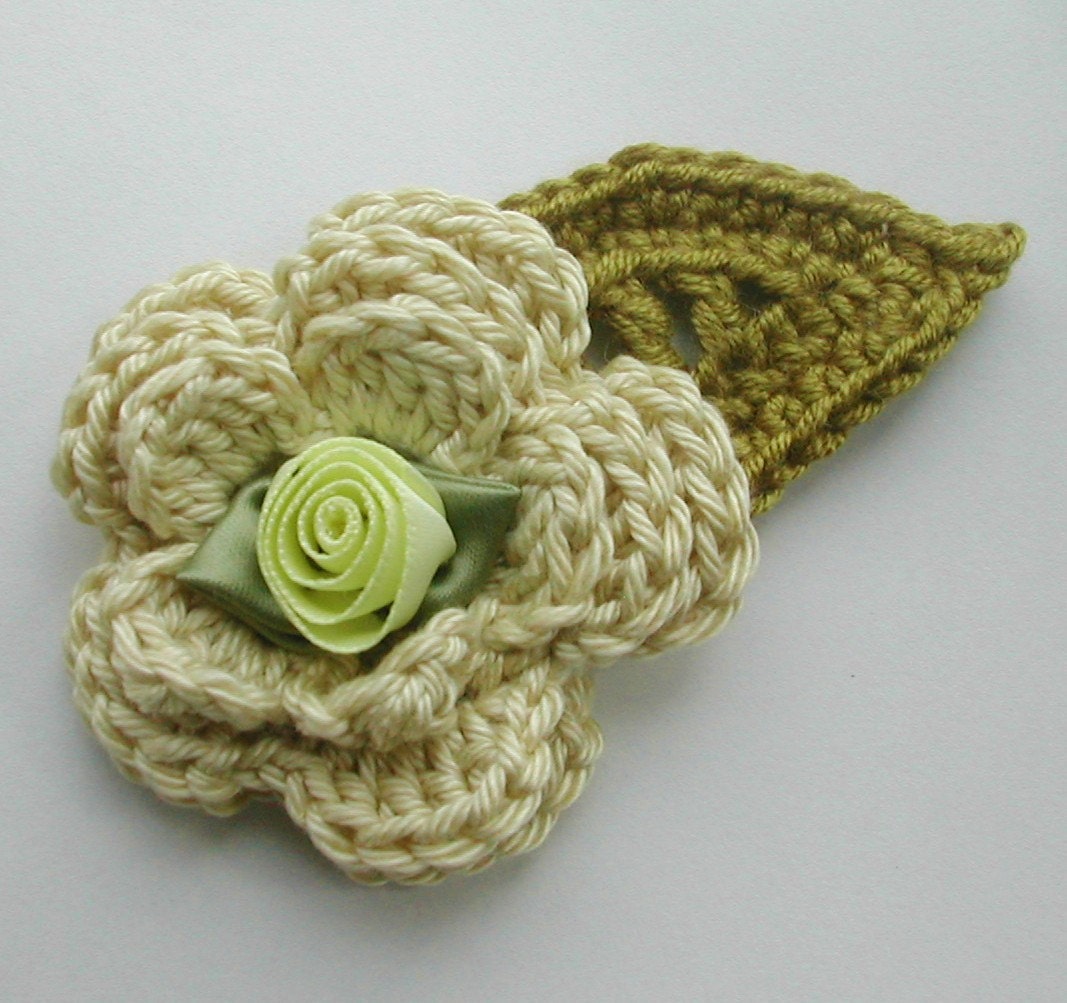 Yellow Rose Crocheted Brooch