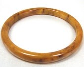 Vintage Marbled Butterscotch and Brown Chocolate Swirl BAKELITE BANGLE Bracelet