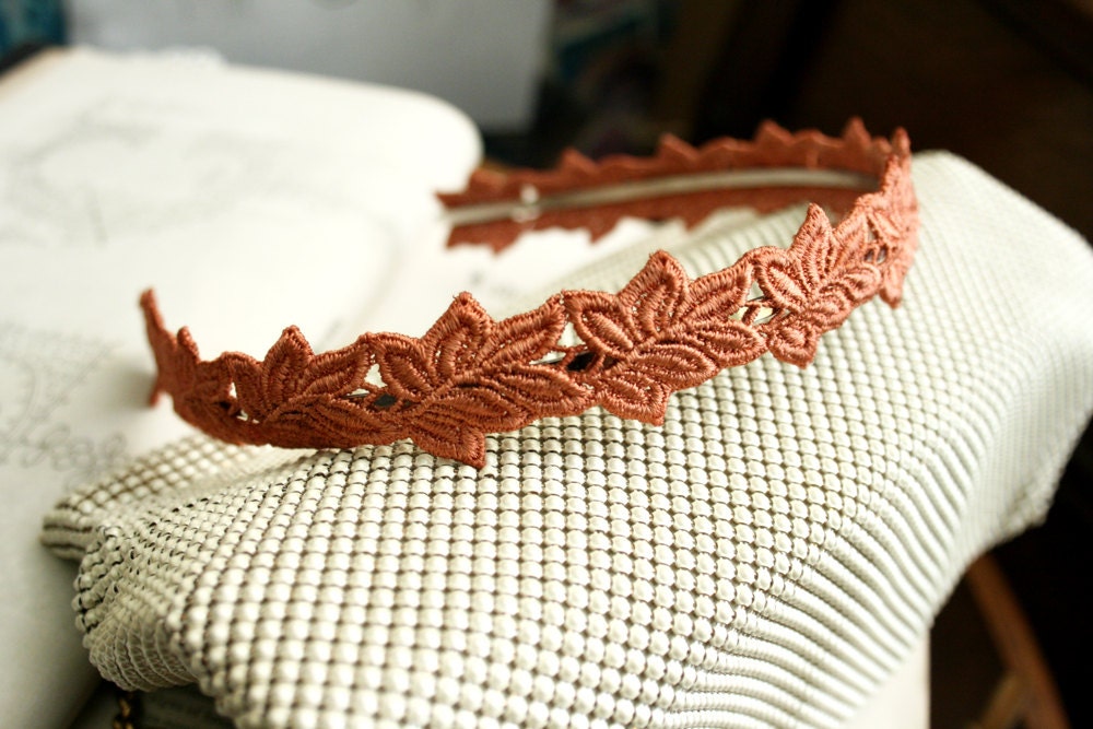 lace headband -AUTUMN- burnt orange