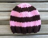 newborn photo prop thick striped hat baby boy baby girl pink and brown