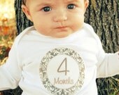 Monthly Onesie Stickers Baby Month Stickers - Elena - Sophisticated Posh Damask in Pink and Gray - Great Baby Shower Gift and Photo Prop
