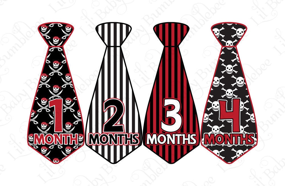 Monthly Onesie Tie Stickers - Drake - Yo Ho Yo Ho Pirates - Great Baby Shower Gift and Photo Prop