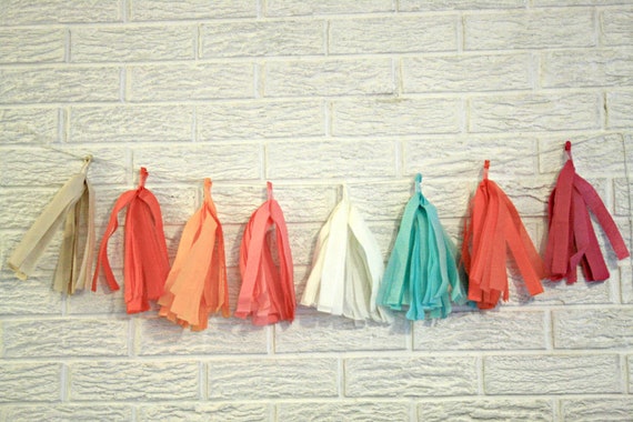 tissue fringe tassle garland ... party decor tassel banner .... 12 feet Il_570xn
