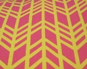 Home Decor Geometric Fabric - Pink and Citrus - "Retro Chevron" ( Fat Quarter 18"x27") Ships in 1 week