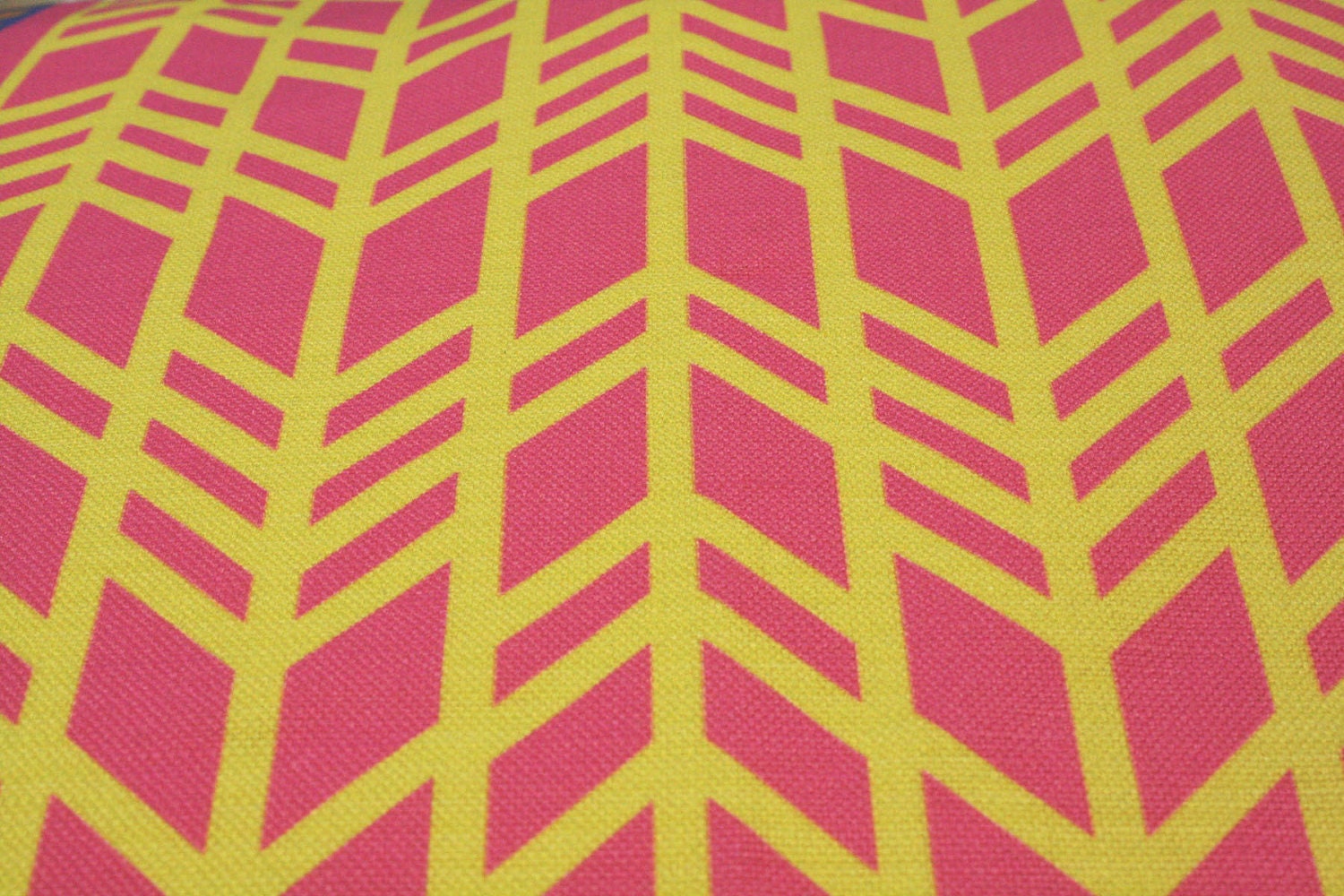 Home Decor Geometric Fabric - Pink and Citrus - "Retro Chevron" ( Fat Quarter 18"x27") Ships in 1 week