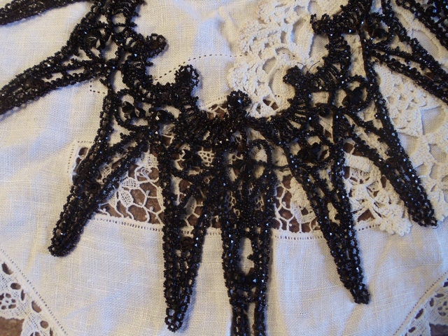 Antique Mourning Collar 1800's Made from Black Jet Beads Victorian Era