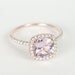 Certified Peach Pink Cushion Sapphire Diamond Halo Engagement Ring 14K Rose Gold