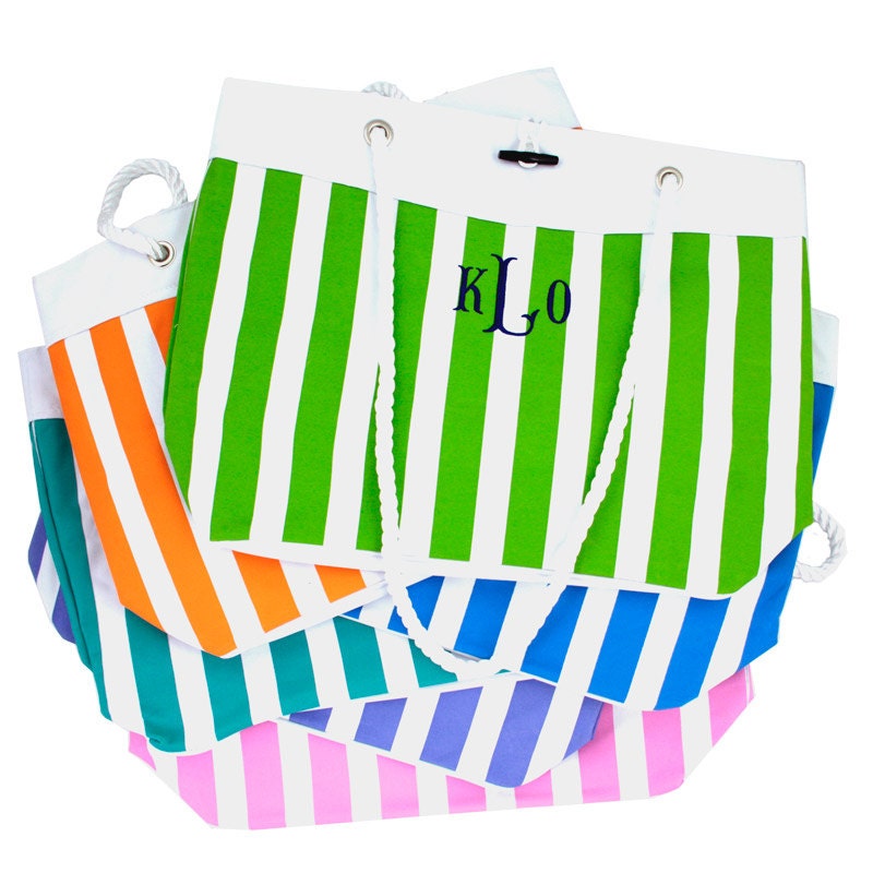 MONOGRAMMED Nautical Tote - Bridesmaid Gift - Personalized Bag