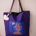 The Life Acrobat -blue purple art bag with an art print  on waterproof fabric by a Pink Dreamer