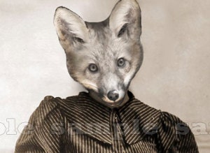 Fox Art Print. Anthropomorphic Altered Victorian Photo  - 5 x 7 - Ruby O'Clancy is One Foxy Lady