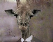 Giraffe Art Print. Anthropomorphic Altered Victorian Photograph. 5 x 7 - Mr. Theodophilus Higbee, Headmaster