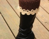 Boot Cuffs in Brown with Cream Trim