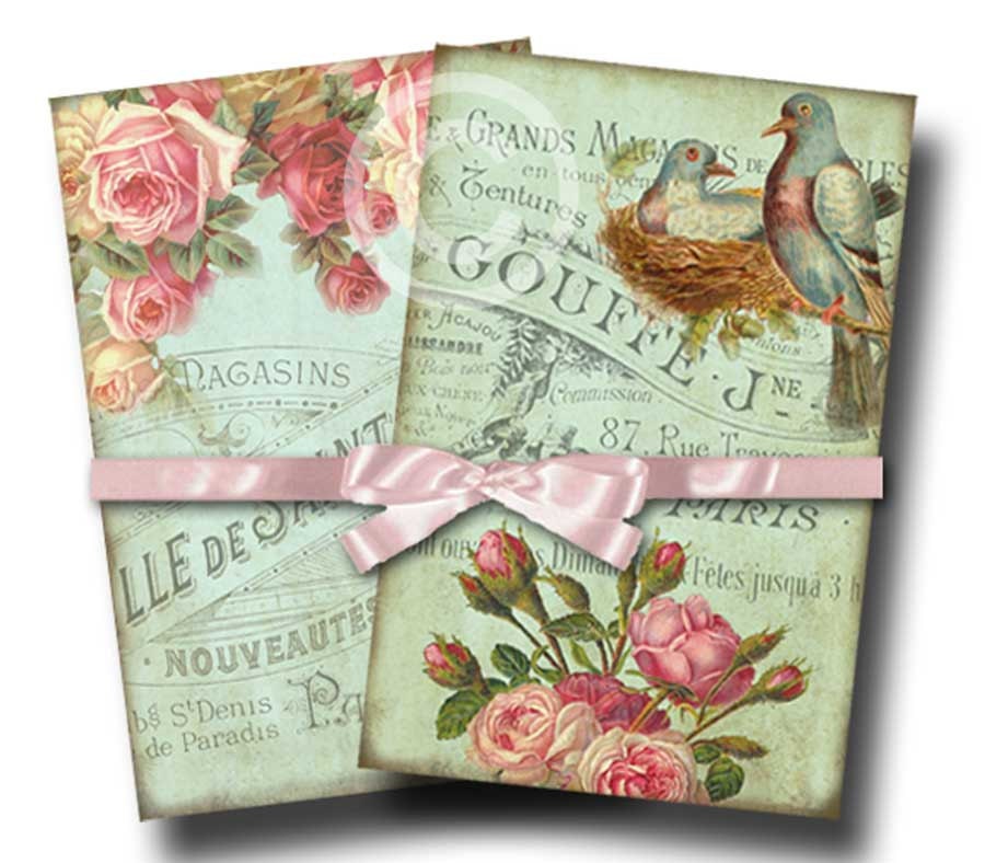 DIGITAL PAPER Old French Roses Digital Collage Sheet for Scrapbooking Backgrounds Cards Crafts by GalleryCat CS170