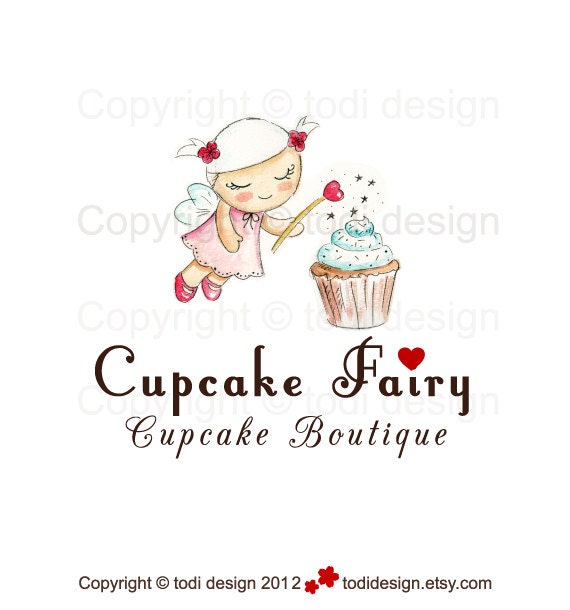 OOAK Character illustrated Premade Cupcake Fairy Logo design - Will not be resold Il_570xn