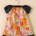 Peasant Dress Hot PInk birds with black polka dot trim Size 9-12 months