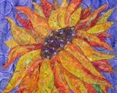 Sunflower Collage - 14 X 14 - Mixed Media Original on Deep Cradled Birch Panel - Hand Painted Paper - Home Decor - Art