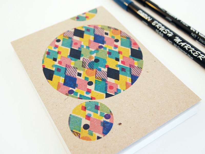 Notebook Jotter Geometric Print Bright Colours Stationery GIft
