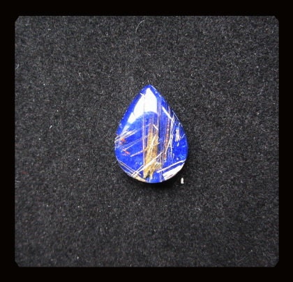 Gold Rutilated Quartz,Lapis Lazuli, Intarsia Cabochon,16x12x5mm,1.77g