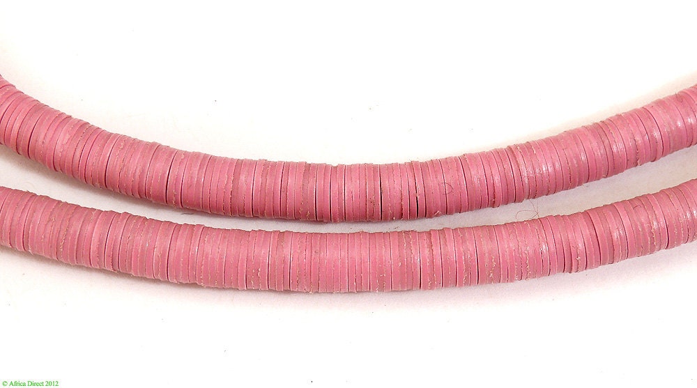 Pink Vulcanite "Vinyl" Heishi Trade Beads New Small