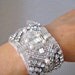 Bridal beaded swarovski crystal, pearl geometric art deco bracelet.  FLAPPER DECO