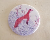 Fox Pocket Mirror Mini Illustration Art 2.25"