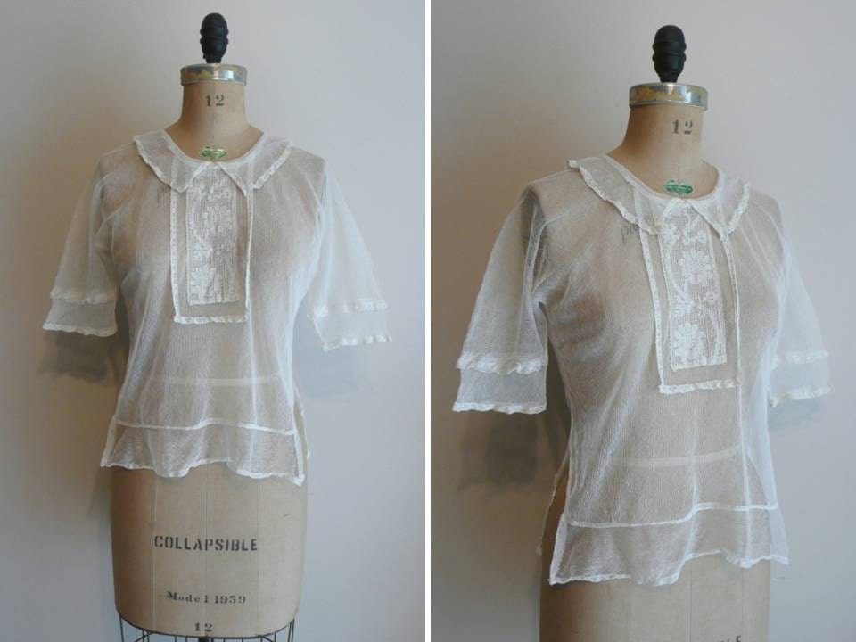 Vintage 1920s Blouse Net Flapper Shirt