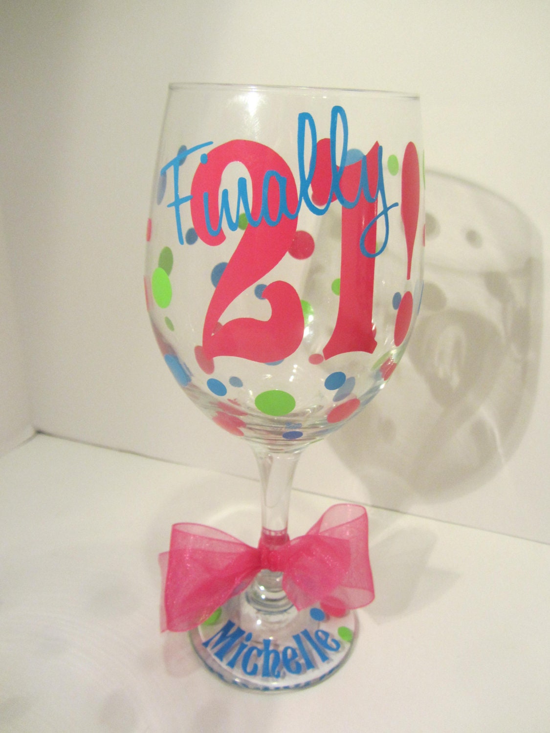 Extra large personalized wine glass- Finally 21 - 21st Birthday