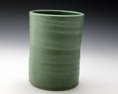 Kitchen Crock--Utensil Holder- Sage Green- Handmade Pottery