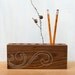 Modern Wood Desk Organizer - Ivory Scroll, 7 Hole, Black Walnut