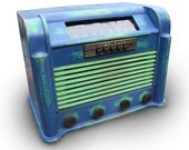 Repurposed Upcycled Custom RCA Victor Tabletop Table AM Radio with annie sloan chalk paint distressed