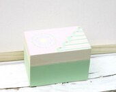 Pastel mint baby pink  Hand painted Recipe  Box