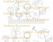 Digital Stamp - Illustration - Flowers Collection - Country Folk Art Vintage Design - E Pattern