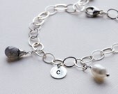 Hand Stamped Birthstone Bracelet, Personalized Initial Bracelet, Mothers Jewelry, Bridesmaid Gifts, Monogrammed Jewelry