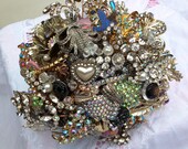 vintage art nouveau style bridal posy bouquet wedding bride heirloom custom made bespoke embellishments vintage jewellery findings
