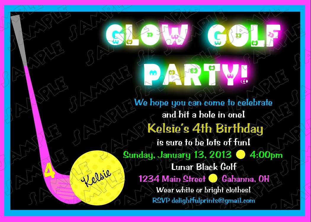 Glow in the dark golf birthday invitation ...DIY you print custom photo card by delightfulprints Il_570xn