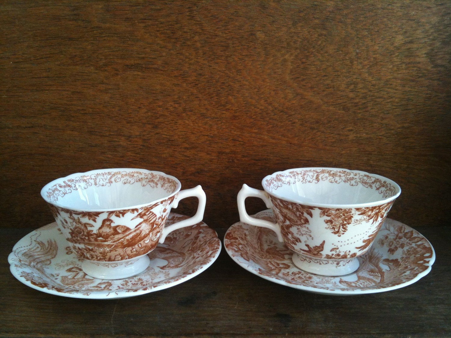 Vintage English Pheasant Tea Cups