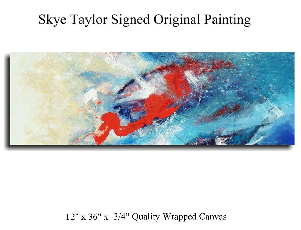 October Maine - Abstract Original painting Modern art - 12 x 36 - Artist Skye Taylor