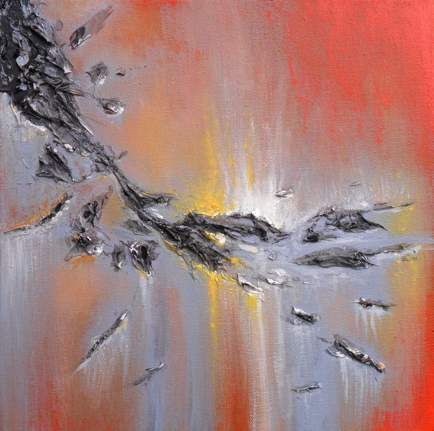 Abstract Small painting Orange painting - 12 x 12 - Morning Song - Skye Taylor  Artist
