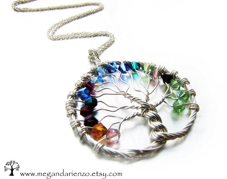 Personalized Grandmothers Birthstone Necklace - Large Family, Tree of Life  Pendant