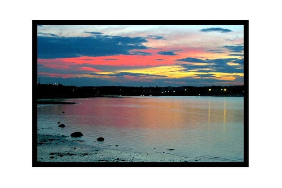 Sunset On Casco Bay, Portland, Maine, 24 x 16 Photograph, Framed Gallery Wrap Canvas Print, Ready To Ship, The Maine View