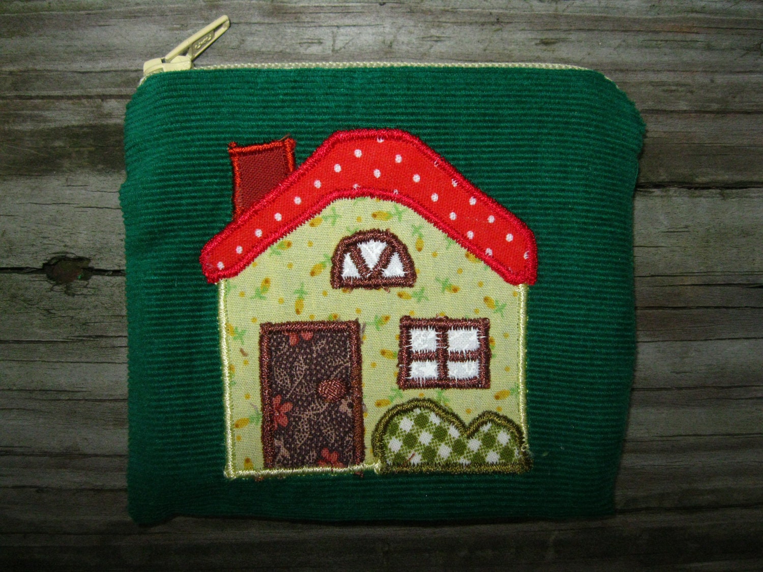 home zipper pocket pouch Wallet, mp3 player, iPod Nano, handmade one-of-a-kind
