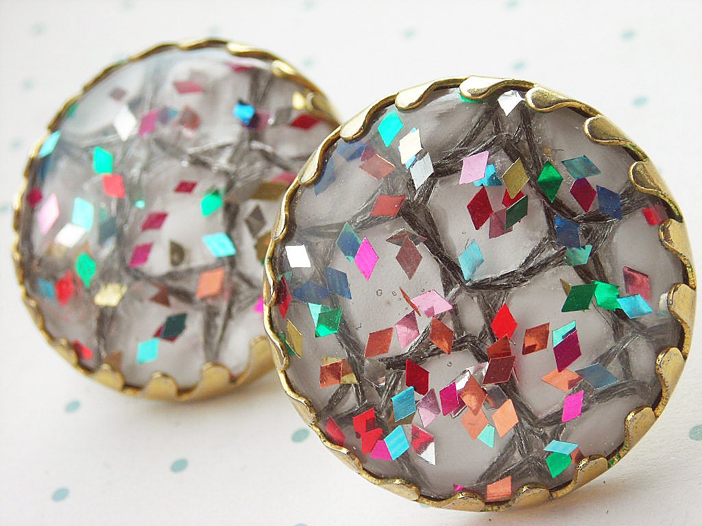 Vintage Sarah Coventry Mardi Gras Confetti Earrings