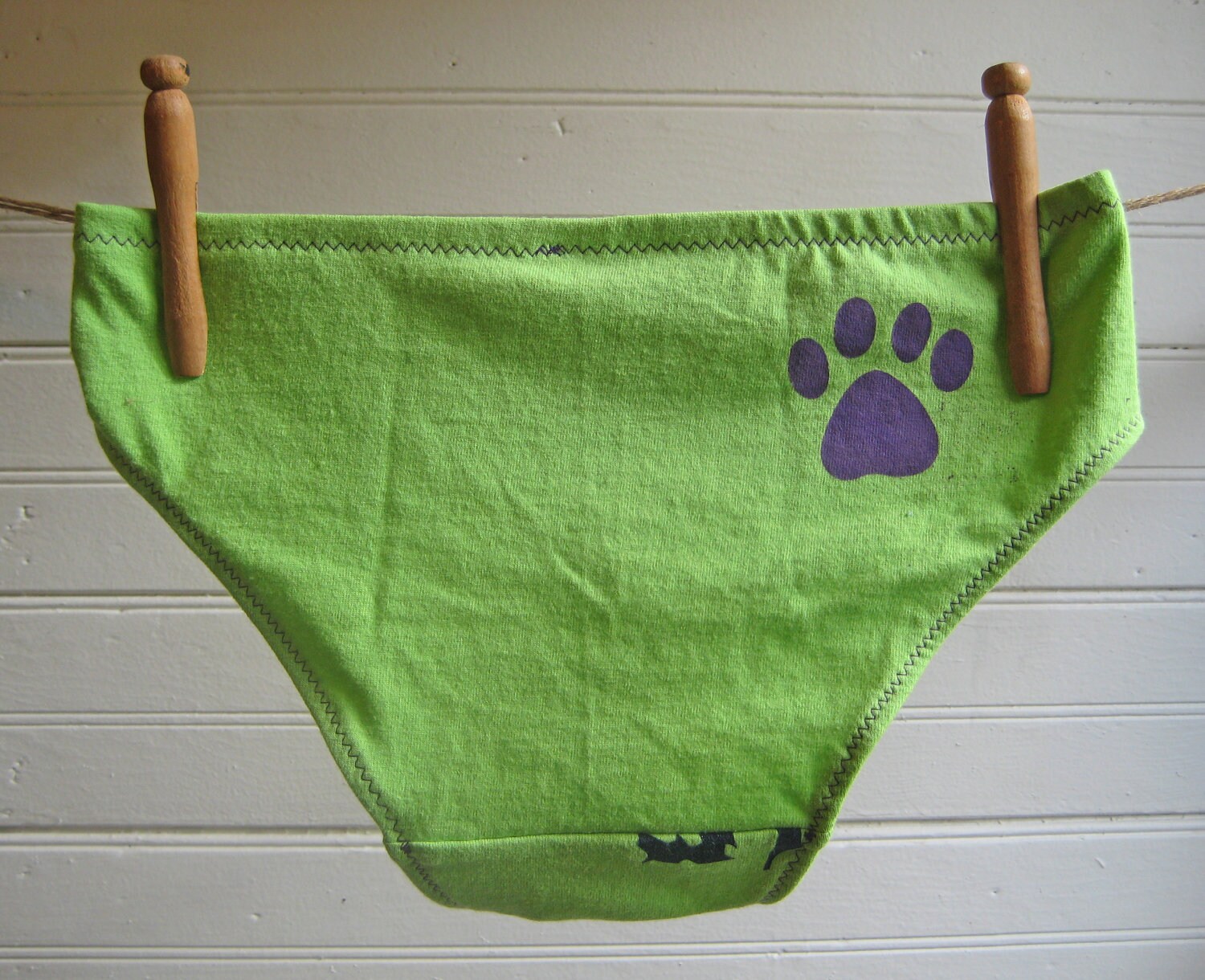 Paw Print Lime Green Boy Cut Underwear Women's 0 Ready to Ship