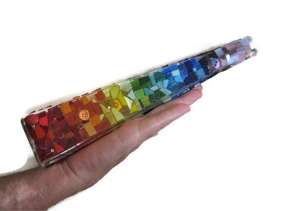 Glass Bottle Rainbow Mosaic Sun Catcher Home Decoration Art Beads Buttons Red Orange Yellow Green Blue Purple