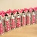 Quantity 8 Personalized aluminum water bottle with screw on lid and clip on carabiner - name or monogram and preppy polka dots, more colors