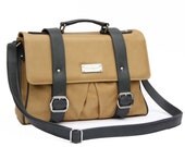 Luxury Leather Satchel in Rafia with Grey Trim and Bird print lining