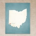 Customized Ohio 8 x 10 State Art Print, State Map, Heart, Silhouette, Aged-Look Print