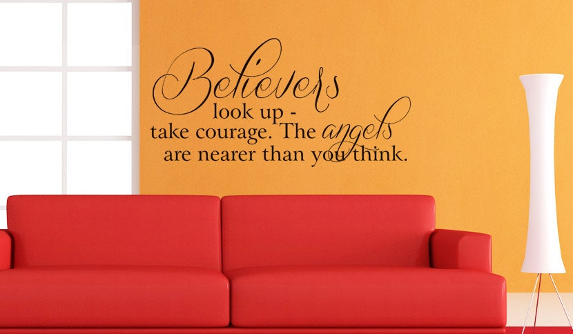 Wall Decal - Believers look up - Angels - Courage - Art Wall Decals Wall Stickers Vinyl Decal Quote Inspirational Room Decor Home Decor