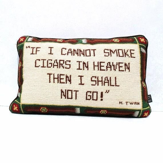 Mark Twain Quote, Accent Pillow Decorative, Mens Home Decor, Fall Colors - Brown