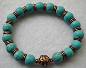 Jewelry, Bracelet, Beadwork, Stretch,Bangle, Arm Candy, Turquoise Howlite, Cooper, Spring Celebration, graduation, bridesmaid